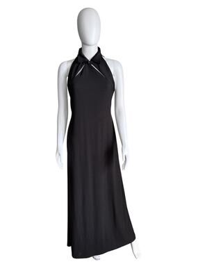 Kathryn Dianos Black Halter Maxi Dress Keyhole Neck Size 6